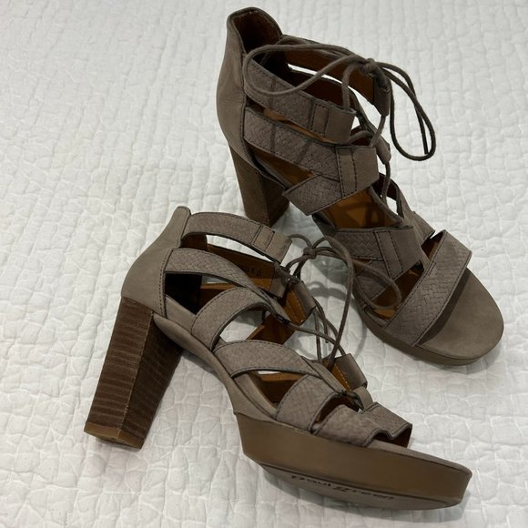 PAUL GREEN 'Hana' Taupe Lace-Up Heel Sandals - Size 8 (UK 5.5) - Picture 2 of 8